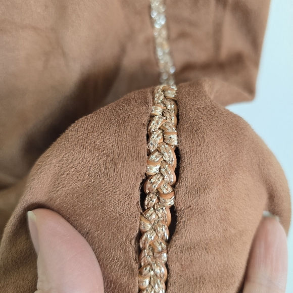 House Of CB Alanis Brown Faux Suede Fitted Midi Dress XS - Picture 8 of 12